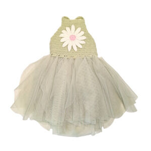 Elly and Emmy Sage Green Floral Crochet Tutu Dress Size 0-6M Baby Photoshoot